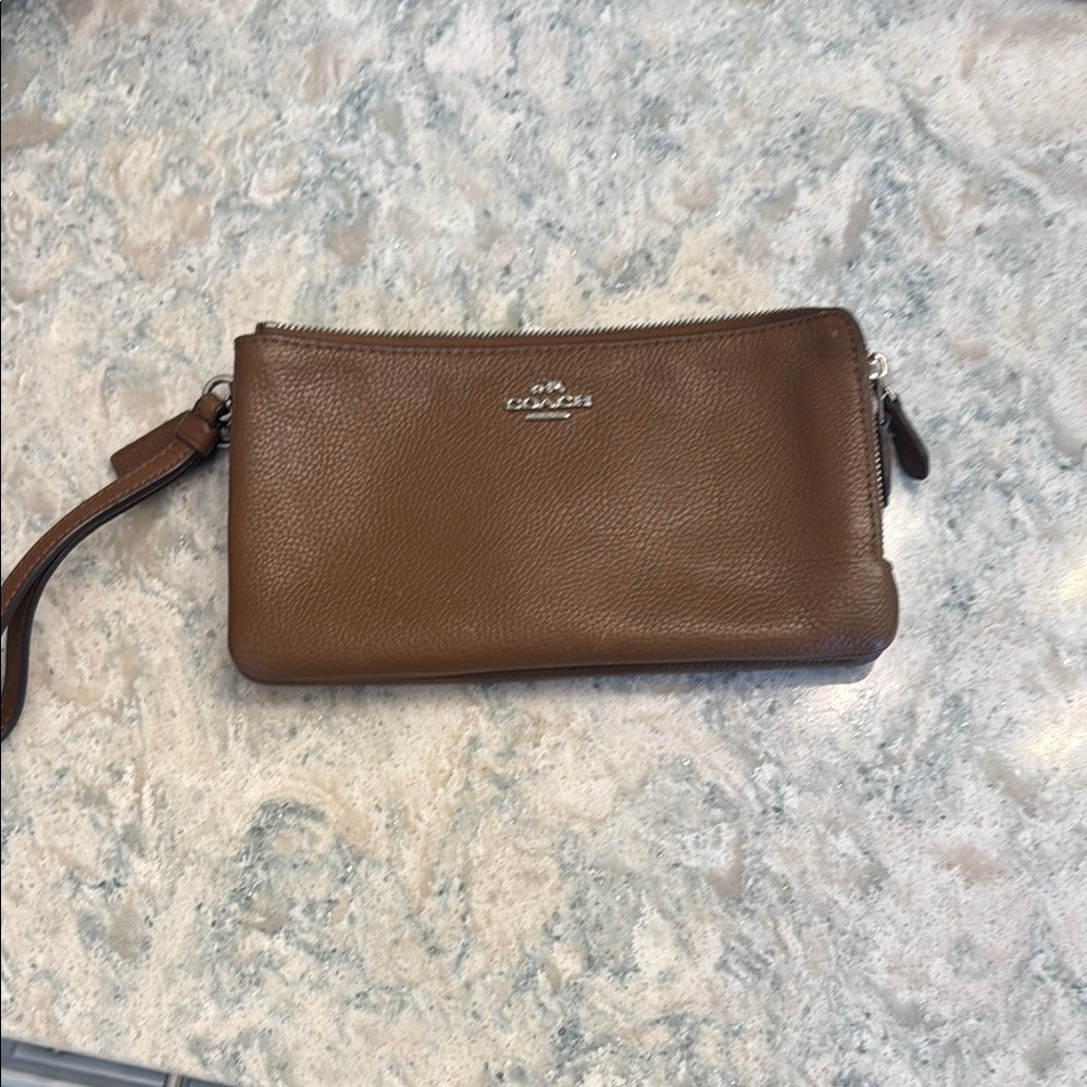 Coach Brown Leather Wallet with Pebbled Texture